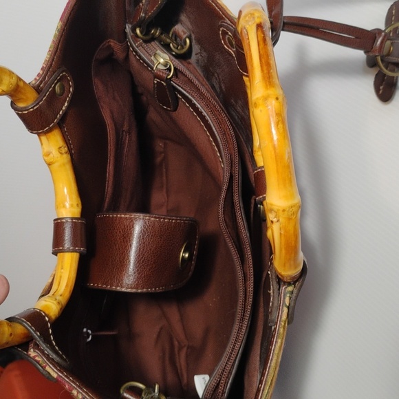 Relic Vintage Monkey Tapestry Bamboo Wood Handles Crossbody - Picture 8 of 11